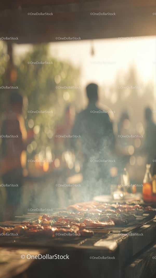 Outdoor Barbecue Gathering with Grilled Meats