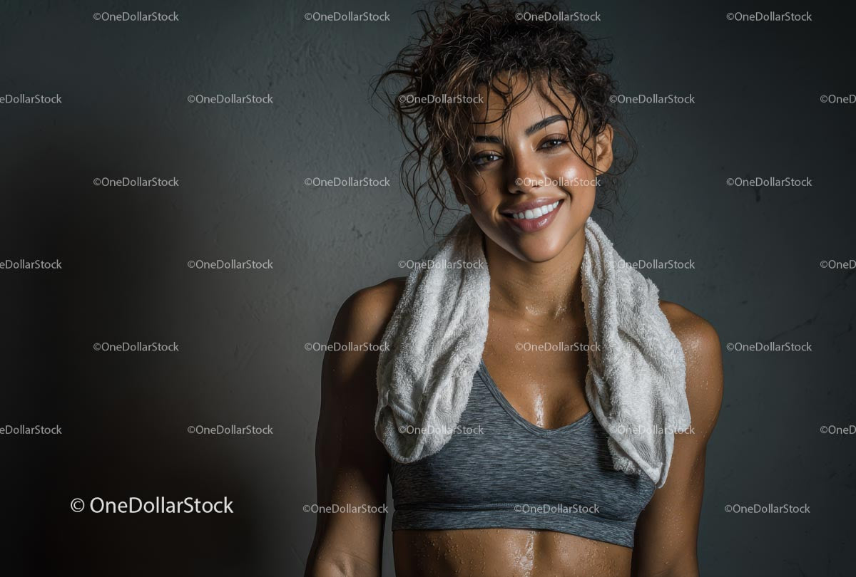 Smiling Woman in Sportswear Post Workout (35 Images)