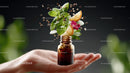 Herbal Infusion with Mint and Citrus in Glass Bottle