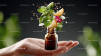 Herbal Infusion with Mint and Citrus in Glass Bottle
