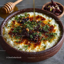 Delicious Rice Pudding with Honey and Nut Topping