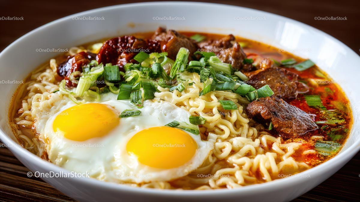 Spicy Ramen Bowl with Pork Belly and Boiled Eggs