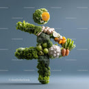 Abstract Human Figure Made of Fresh Vegetables and Fruits