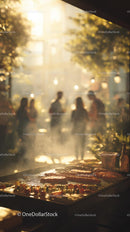 Evening Barbecue with Friends in Warm Atmosphere