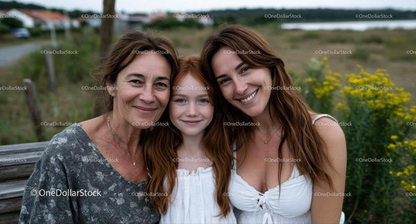 Three Generations of Women Smiling Outdoors