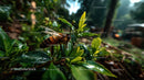 Honeybee Resting on Vibrant Green Foliage