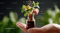 Herbal Essence with Citrus and Mint in a Glass Bottle