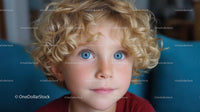 Portrait of a Young Boy with Curly Blonde Hair