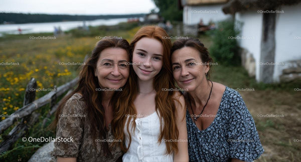 Three Generations of Women Enjoying a Countryside Day
