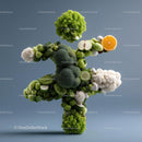 Creative Vegetable Sculpture with Broccoli and Cauliflower