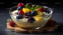 Mixed Berries and Mango in Creamy Yogurt with Mint