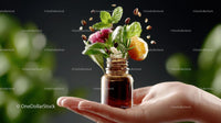 Herbal Infusion in Essential Oil Bottle for Aromatherapy