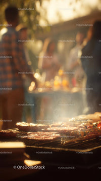 Summer Evening BBQ with Friends and Grilled Delicacies