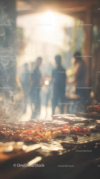 Grilled Skewers at a Lively Outdoor Market