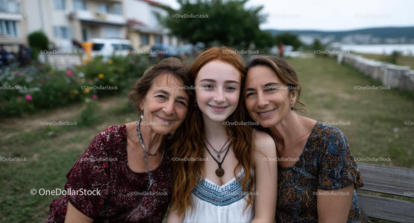 Three Generations of Smiling Women Enjoying a Park Day