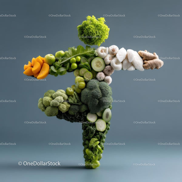 Creative Human Figure Composed of Fresh Vegetables