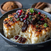 Caramelized Rice Pudding with Pomegranate and Mint