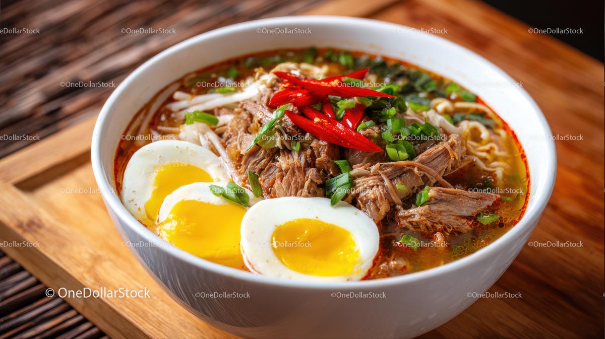 Spicy Ramen Bowl with Pork Belly and Boiled Eggs