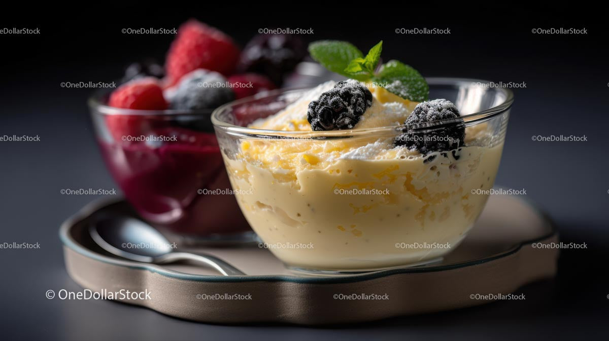 Mixed Berries and Mango in Creamy Yogurt with Mint