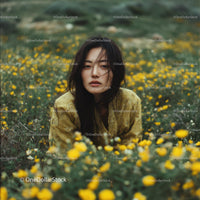 Woman in a Meadow of Yellow Wildflowers