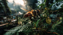 Honeybee Perched on Dew-Kissed Leaf in Lush Garden