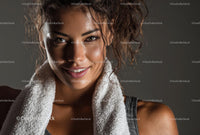 Confident Fit Woman with Towel Post-Workout