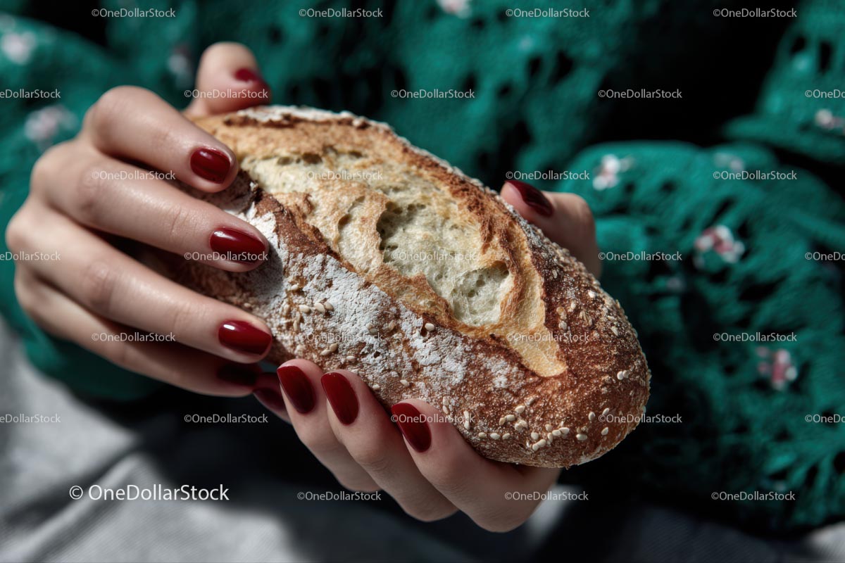 Freshly Baked Artisan Bread Held in Hands