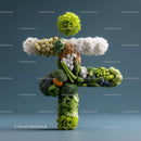 Creative Vegetable Sculpture with Broccoli and Lettuce
