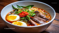 Spicy Ramen Bowl with Pork Belly and Boiled Eggs