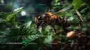 Macro Shot of Honeybee on Lush Green Foliage