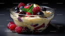 Fresh Berries with Creamy Pudding and Mint