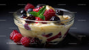 Mixed Berries and Mango in Creamy Yogurt with Mint