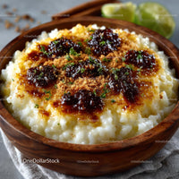 Traditional Filipino Rice Pudding with Caramel Topping