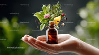 Herbal Essence Bottle with Mint and Flowers