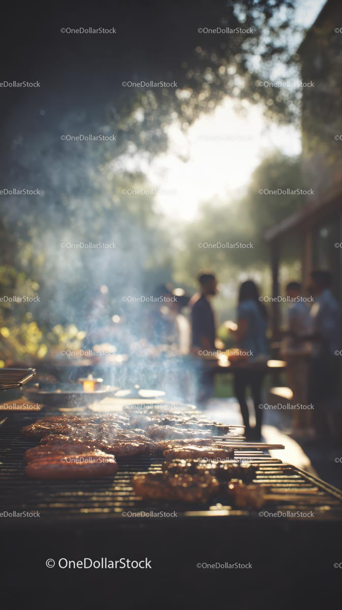 Outdoor Barbecue with Friends in Sunny Garden