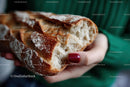 Hand Holding Freshly Baked Crusty Bread Loaf
