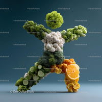 Creative Human Figure Made from Vegetables and Fruits