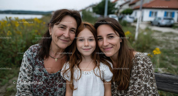 Three Generations of Women Smiling on a Sunny Day