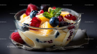 Refreshing Fruit and Cream Dessert with Mint Garnish