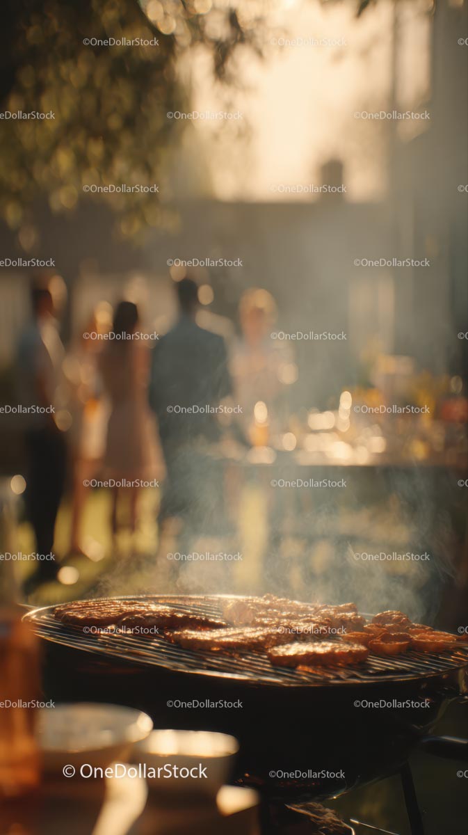 Summer Barbecue Gathering in Sunlit Garden