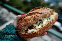 Sourdough Bread with Creamy Cheese and Cranberries