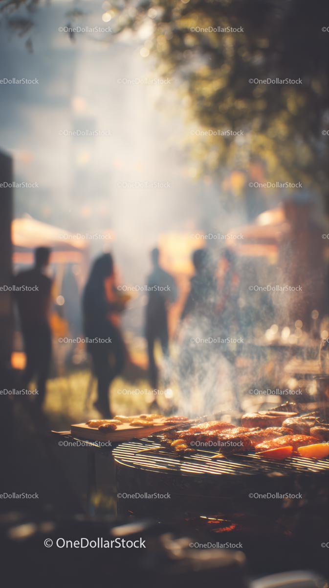 Outdoor Barbecue Gathering with Smoky Atmosphere