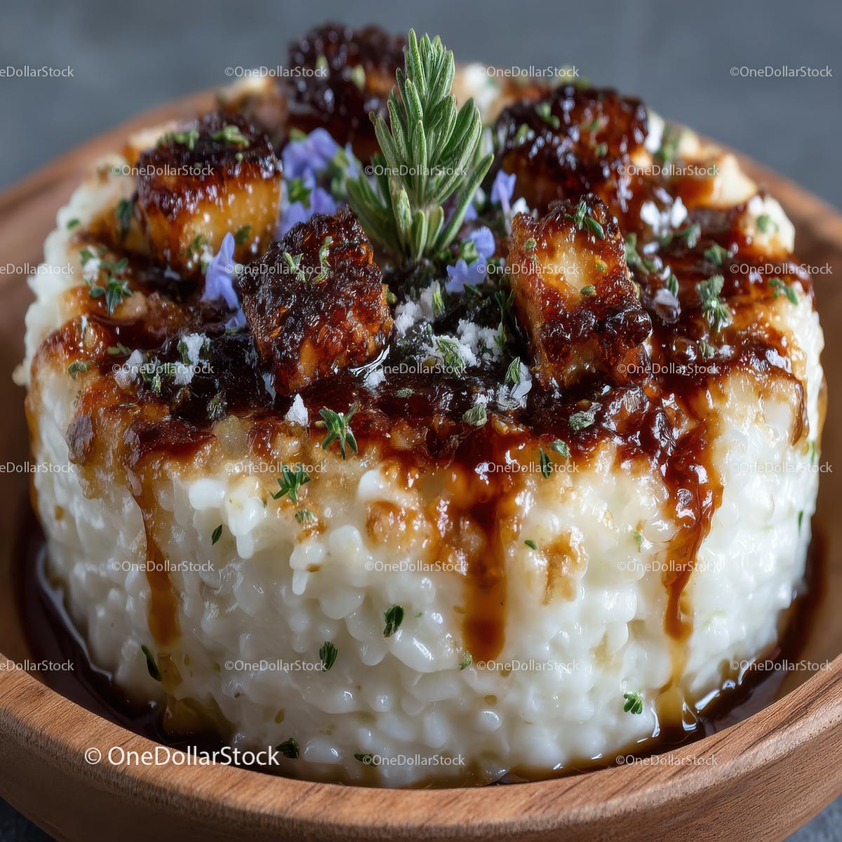 Creamy Risotto with Caramelized Topping and Rosemary