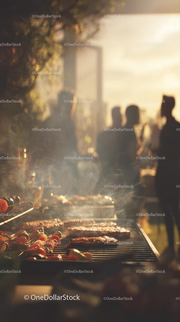 Outdoor Barbecue with Friends on a Warm Evening