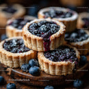 Delicious Blueberry Tarts on a Rustic Wooden Board