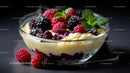 Creamy Yogurt Dessert with Fresh Berries and Mint