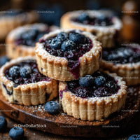 Rustic Blueberry Tarts with Fresh Berries and Powdered Sugar
