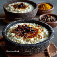Rustic Rice Pudding with Cinnamon and Berry Topping