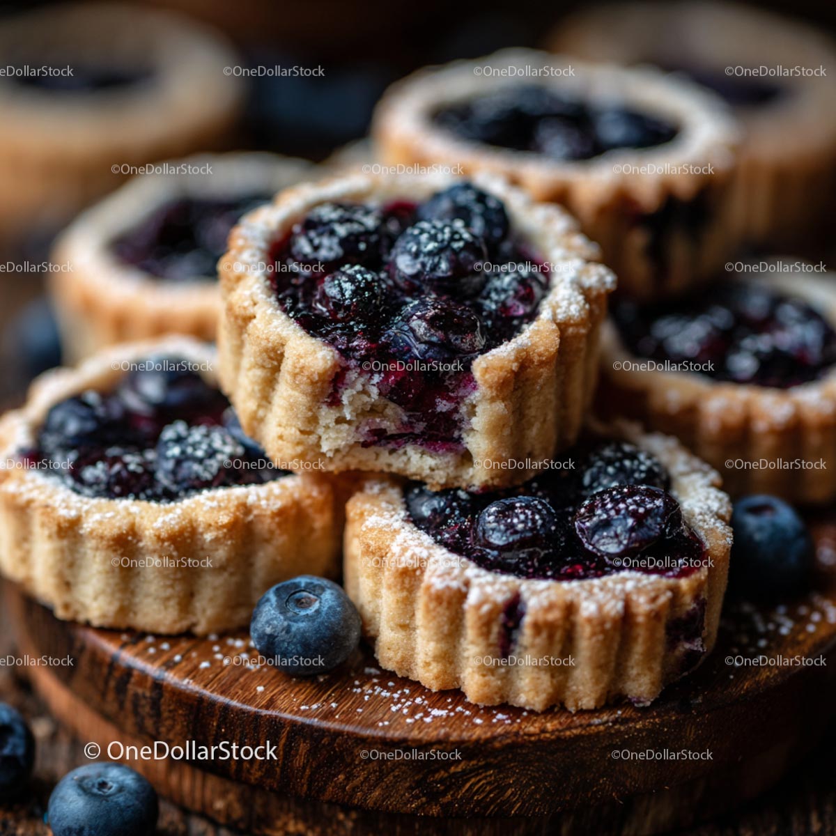 Delicious Blueberry Tarts with Sugar Dusting