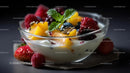 Mixed Berries and Mango in Creamy Yogurt with Mint